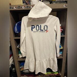 Polo by Ralph Lauren White Sweatshirt Hoodie with Ruffle Hem Girls 12-14